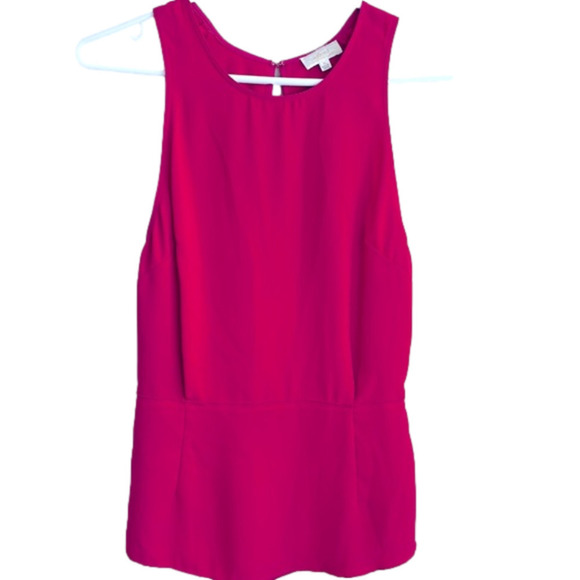 WILFRED XS ARITZIA Barbie Pink Sleeveless Zip Side Peplum Tank Blouse - Picture 1 of 8